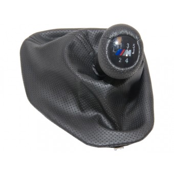 Topuzlu Vites Körüğü E39 -5 İleri- Man.Şanz; Siyah Noktalı Suni Deri Işıklı -///M-